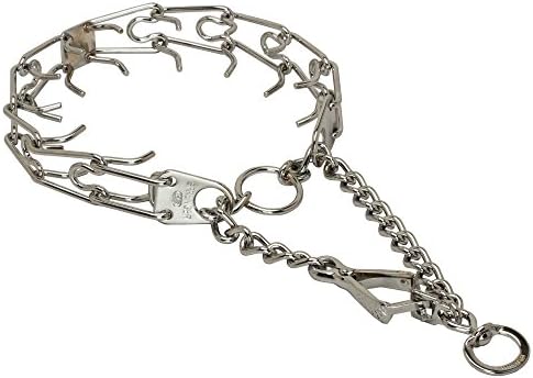 Herm Sprenger Dogue de Bordeaux Pinch Collar Chrome Plated with Swivel and Small Quick Release Snap Hook - 50106 (02) 1/8 inch (3.25 mm) - Size 23 inch (58 cm)