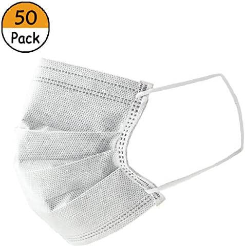 Medical Disposable Face Masks Dust for Air Pollution Individual Package, Activated Carbon Face Mask Surgical Dental Hypoallergenic 50 Packs
