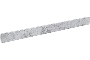 EQLOO 48 Inch Natural Marble Bidesplash for Bathroom Vanity Sink Top,Universal Bathroom Vanity Backsplashes,48 in. W x 4 in. H Backsplash in Carrara Marble