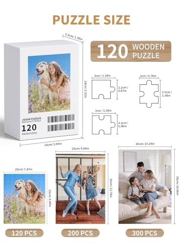 Custom Photo Puzzle 120/200/300/500/1000/1500 Pieces, Personalized Jigsaw Puzzle with Your Own Picture, Customized Puzzle Gift for Lovers, Friends, Birthday, Wedding (120 Pieces- Vertical)
