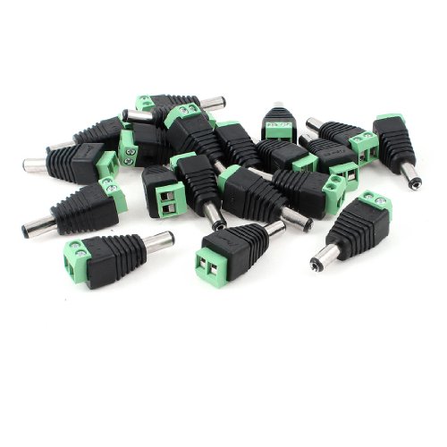 uxcell 20pcs 5.5 x 2.1mm 2 Terminals DC Power Cable Male Connector for CCTV