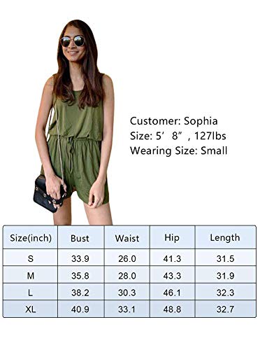 REORIA Womens Casual Summer One Piece Sleeveless Tank Top Striped Playsuits Short Jumpsuit Beach Rompers Navy Blue Small - Thumbnail 6