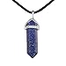 BRCbeads Gemstone Necklace, Lapis Lazuli Pendant Crystal Hexagonal Healing Point Reki Chakra Unisex Genuine Leather Cord 20''