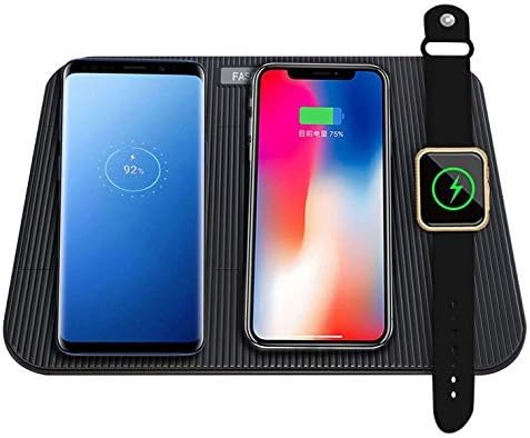 Fast Wireless Charging (10W) Station Dock Charger Pad for Multiple Devices (up to 3) Including iPhone X/8/Plus/XS/XR/XS Max, Samsung, Apple Watch, Airpods (Wireless Charger case Included for Gen 1)