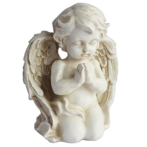 Kneeling Praying Cherub Statue Angel Statue Figurine Indoor Outdoor Home Garden Decoration Wings Angel Statue Sculpture Memorial Statue (Kneeling Praying Cherub)