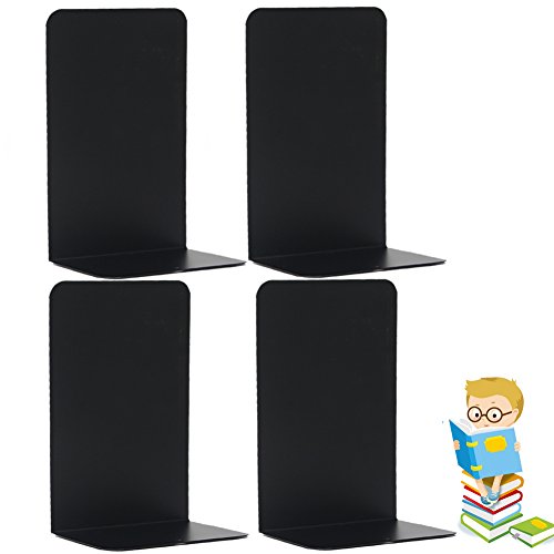 Economy Bookends Universal Black Heavy for Office,8.25 Inch, 4pcs(2 Pairs) by Sun Cling,Black