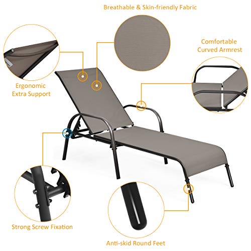 Tangkula Patio Chaise Lounge, Recliner Outdoor Lounger Chair w