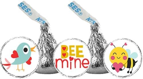 Valentine's Party Favor, Chocolate Kisses Stickers / Party Favors / Chocolate Labels / School Valentines Favors