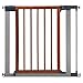 Munchkin Wood & Steel Pressure Mounted Baby Gate for Stairs, Hallways and Doors, Walk Through with Door, Wood/Light Silver Metal