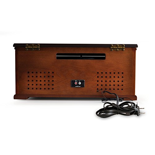 Pyle-Bluetooth-Turntable-Record-Player-Built-in-CD-Cassette-Players-AMFM-Radio-Vinyl-to-MP3-Recording-Brown-PTCDS8UBT