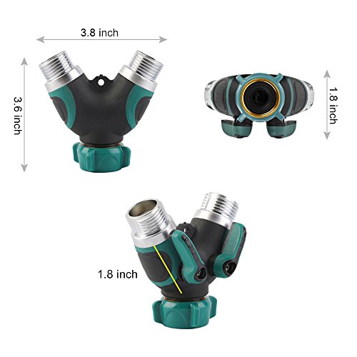 Garden Hose Splitter, FOME 2 Way Hose Connector Splitter Y Hose Splitter with 3/4 Connector Expandable Water Hose Multi-Function Spray Nozzle Double Latex Pipe 2 Way Y Hose Splitter for Home Garden