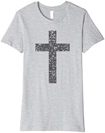 Womens Christian t-shirts Vintage Burnout Style CrossThis is unisex Medium Heather Grey