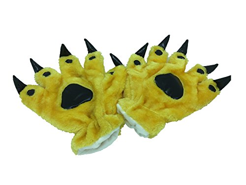 Animal Paw Calw Plush Funny Halloween Costume Hand Gloves Yellow L