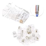 VCE 50 PCS RJ45 8P8C CAT6 Connector End Pass Through 3 Prong Ethernet Modular Plug-50u Gold Plated