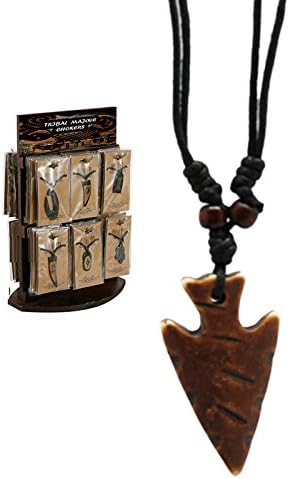 Nature's Necklace Brown Arrowhead With Slash Marks One Tribe Necklace