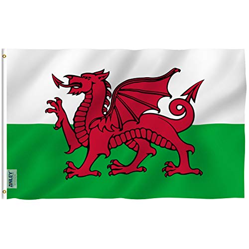 Anley Fly Breeze 3x5 Foot Wales Flag - Vivid Color and UV Fade Resistant - Canvas Header and Double Stitched - Welsh National Flags Polyester with Brass Grommets 3 X 5 Ft