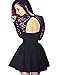 Little Hand Womens Casual Prom Sexy Short Lace Party Bodycon Slim Dress, Black2, Small