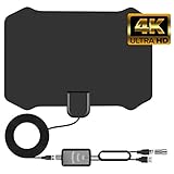 TV Antenna for Digital TV Indoor HDTV Antenna With 120 Miles Long Range Support 4K 1080p,All Types TV's With Powerful Detachable Amplifier Signal Booster, Power Adapter,Long Coax Cable [2019 Upgraded]