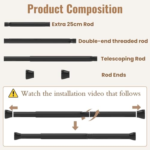 Drill-Free Shower Curtain Rod Shower Curtain Rod Extendable Curtain Rod No Drilling For Bathroom Window White 133-200Cm