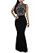 CoCo Fashion Women's Long Fitted Beading Sleeveless Mermaid Evening Gown Dress