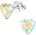 Hypoallergenic Sterling Silver Aurora Borealis Crystal Heart Stud Earrings for Kids (Nickel Free)