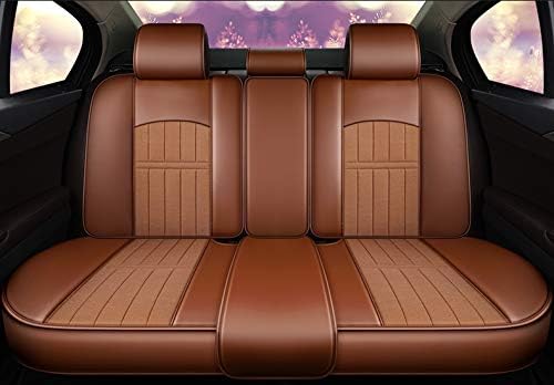 Fly YUTING 5 Car Seat Covers Full Set with Waterproof Leather Universal for Sedan SUV Truck Fit for Most Hyundai Kia Honda Mazda Nissan Toyota Chevy,Brown