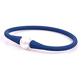 JOE FOREMAN 11mm Real Pearl Bridesmaid Mood Stackable Silicone Rubber Stretch Freshwater Cultured Pearl Jewelry Bracelets for Women 7"
