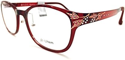 CAMIERRE Ultem Handmade Flexible Optical Eyeglasses Frame with Cubics and Leaf Pattern Point, and Lightweight Plastic Frame, Wine