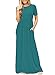 DEARCASE Maxi Dress for Women Acid Blue Large Crewneck Short Sleeves Wedding Guest A-line Casual Loose Party Vintage Spring Summer Beach Long Dresses with Pockets