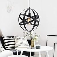 KingSo Industrial Metal Pendant Light, Spherical Pendant Light, Rustic Chandelier Vintage Hanging Cage Globe Ceiling Light Fixture for Kitchen Island Dining Room Farmhouse Entryway Foyer Table Hallway