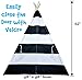 A Mustard Seed Toys Striped Kids Teepee Tent - Portable Canvas Tent, No Extra Chemicals, Includes Carrying Case (Black)