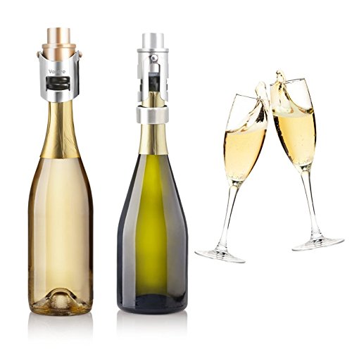 Champagne Stopper - Pumpable Champagne Saver with Date Markers to Increase Air Pressure and Seal Open Sparkling Wine Bottle 2 in 1 Champagne Cap - Sparkling Wine Saver 2pack by Vacare