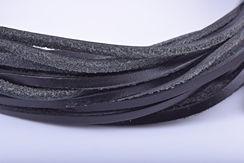 KONMAY 10 Yards 3.0x2.0mm Flat Genuine/real Leather Cord/strip (Black)