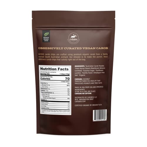 Aussie Organic Carob Chips 8 oz Carob Made w/Coconut Sugar, Vegan Soy