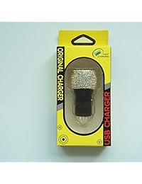 Royalfox - Cargador de coche 3D con diamantes de imitación hecho a mano, doble USB, diseñado para dispositivos Apple y Android, cargador de coche Bling, accesorios de coche Bling para mujeres y niñas