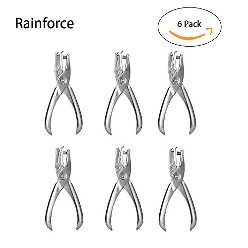 Metal Hole Punchers Single Hole Punch Paper Puncher Ticket for School, Home and Office, 1/ 4 Inch Holes, 6 Pack
