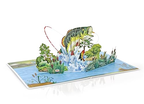 CUTPOPUP Bass Fishing - 3D Birthday Card, Father's Day Card, Gift Card, Birthday Greeting Card (Bass Fishing) US8-SD197ES