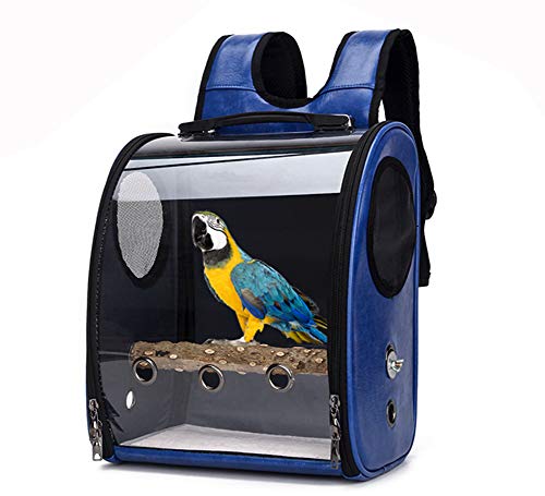 Gatycallaty Pet Bird Cage Play Top Parrot Cockatiel Cockatoo Parakeet Finches Birdcage Carrier Bag Backpack Pack Blue