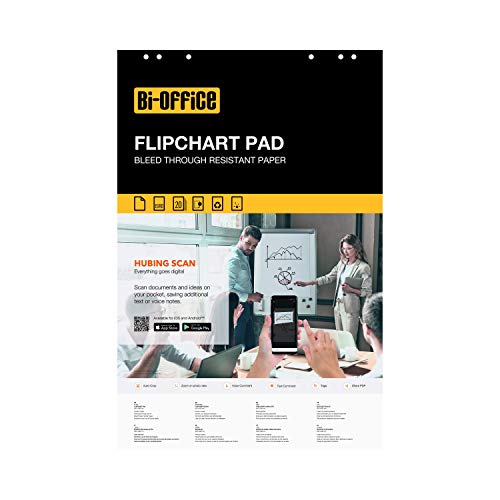 Bi-Office Flipchart Easel Pad, Plain, 20 Sheets - 60 gr/m² Paper, Euro