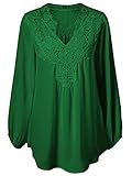 Women Plus Size Chiffon Lace Patchwork Long Sleeve Blouse Top Shirts(2xl-5xl)
