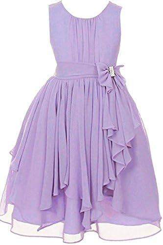 Little Girl Summer Chiffon Wedding Flower Birthday Party Dress Lilac 5-6