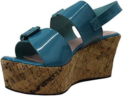 Capensis Women's samia Platform Wedge Ankle Strap Open Toe Shoe Sandals (7, Turquoise)