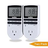 Light timer,Smart digital timer,Plug in timer with 3 prong outlet,7 Day Weekly Programmable Outlet with Timer,Appliance Timer with Outlet (2 pack)