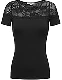 THENEWNEW Womens Short Sleeve Crewneck T-Shirt With Lace Detail (S-3XL)