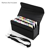80 Holders Marker Pen Case for Permanent Paint Marker, Dry Erase Marker, Repair Marker Pen, Color Highlighter, Markers Carrying Bag (Black)