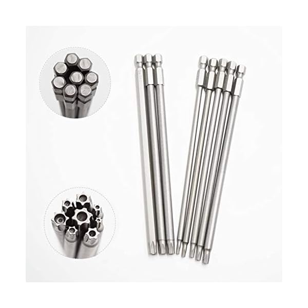 JTENG 8 StÃ¼ck 150mm Torx Bits Schraubendreher Set Extra lang und magnetisch T8-T40 1/4 Zoll Sechskant Schaft Elektrische Schraubendreher Werkzeuge – Bild 7