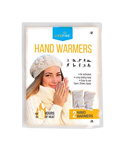 Livefine Hand Warmers – Long-Lasting Air Activated Heat Packs – Up to 10 Hours of Warmth for Outdoor Construction, Winter Sports, Football Tailgating & More – 50 Pack (Certified Refurbished)