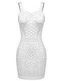 Meaneor Women's Sequin Embellished Sleeveless Sexy Club Bodycon Strap Dress