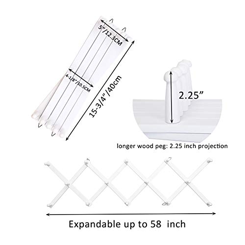WEBI Accordian Wall Hanger,Expandable Wooden Coat Rack,Hat Rack for