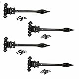 Strap Hinges Black Wrought Iron Spear Tip Rustproof Finish Set Of 4